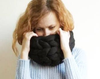 Clothing gift Merino Wool Scarf - Knit Wool Scarf - Super Chunky Scarf - Winter Scarf - Hand Knit Scarf - Womens Winter Scarf  Crochet scarf