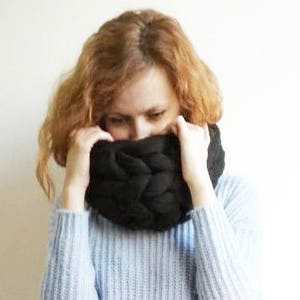 Clothing gift Merino Wool Scarf - Knit Wool Scarf - Super Chunky Scarf - Winter Scarf - Hand Knit Scarf - Womens Winter Scarf  Crochet scarf