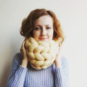 Clothing gift Merino Wool Scarf - Knit Wool Scarf - Super Chunky Scarf - Winter Scarf - Hand Knit Scarf - Womens Winter Scarf  Crochet scarf