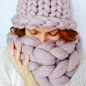 Clothing gift Merino Wool Scarf - Knit Wool Scarf - Super Chunky Scarf - Winter Scarf - Hand Knit Scarf - Womens Winter Scarf  Crochet scarf