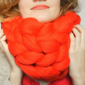 Clothing gift Merino Wool Scarf - Knit Wool Scarf - Super Chunky Scarf - Winter Scarf - Hand Knit Scarf - Womens Winter Scarf  Crochet scarf