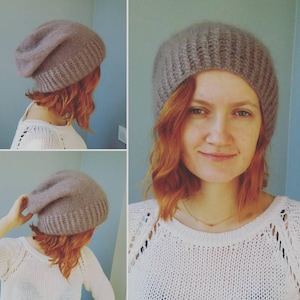 Clothing gift Winter Knit Hat - Knit Wool Hat - Fluffy mohair hat -  Womens Winter Hat - Beanie - Longhair mohair hat - Hand knitted Mohair