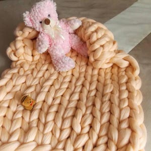 Free Shipping Clothing Gift Merino Wool Baby Blanket - Hand Knitting Blanket - Wool Blanket - Super Chunky Blanket - Merino Baby Blanket