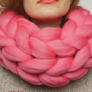 Merino Wool Scarf - Knit Wool Scarf - Super Chunky Scarf - Winter Scarf - Hand Knit Scarf - Womens Winter Scarf  Crochet scarf Clothing gift