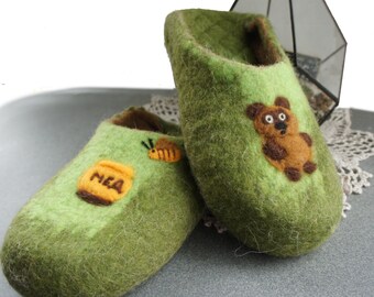 Felted wool slippers –felt slippers–handmade slippers-house slippers-natural slippers-warm slippers-felted wool clogs - boiled wool slippers