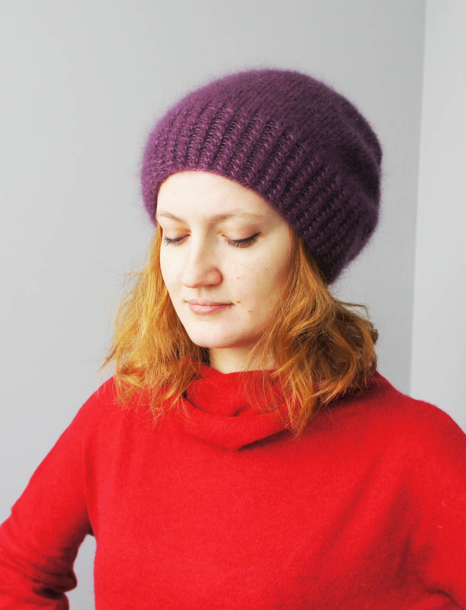 Clothing Gift Winter Knit Hat Knit Wool Hat Fluffy Mohair Etsy