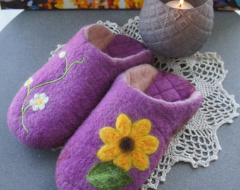 Felted wool slippers –felt slippers–handmade slippers-house slippers-natural slippers-warm slippers-felted wool clogs - boiled wool slippers