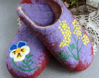 Felted wool slippers –felt slippers–handmade slippers-house slippers-natural slippers-warm slippers-felted wool clogs - boiled wool slippers