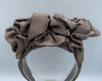 NEW BROWN TWEED CHECK BENDY WIRE WIRED HAIR HEAD BAND VINTAGE STYLE COUNTRY SET