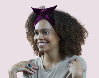 Indigo Velvet Wired Headband: Retro Rockabilly Hairband