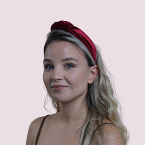 Burgundy knotted headband Velvet Top Knot Hairband Gift for Mother Headband Boho Style Teenager gift hair band