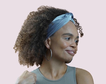 Light Gray Velvet Wired Headband: Handmade Boho Hair Wrap