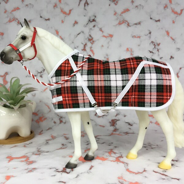Modèle traditionnel d’écurie pour chevaux Set-Breyer et Peter Stone-Plaid de Noël rouge!!!