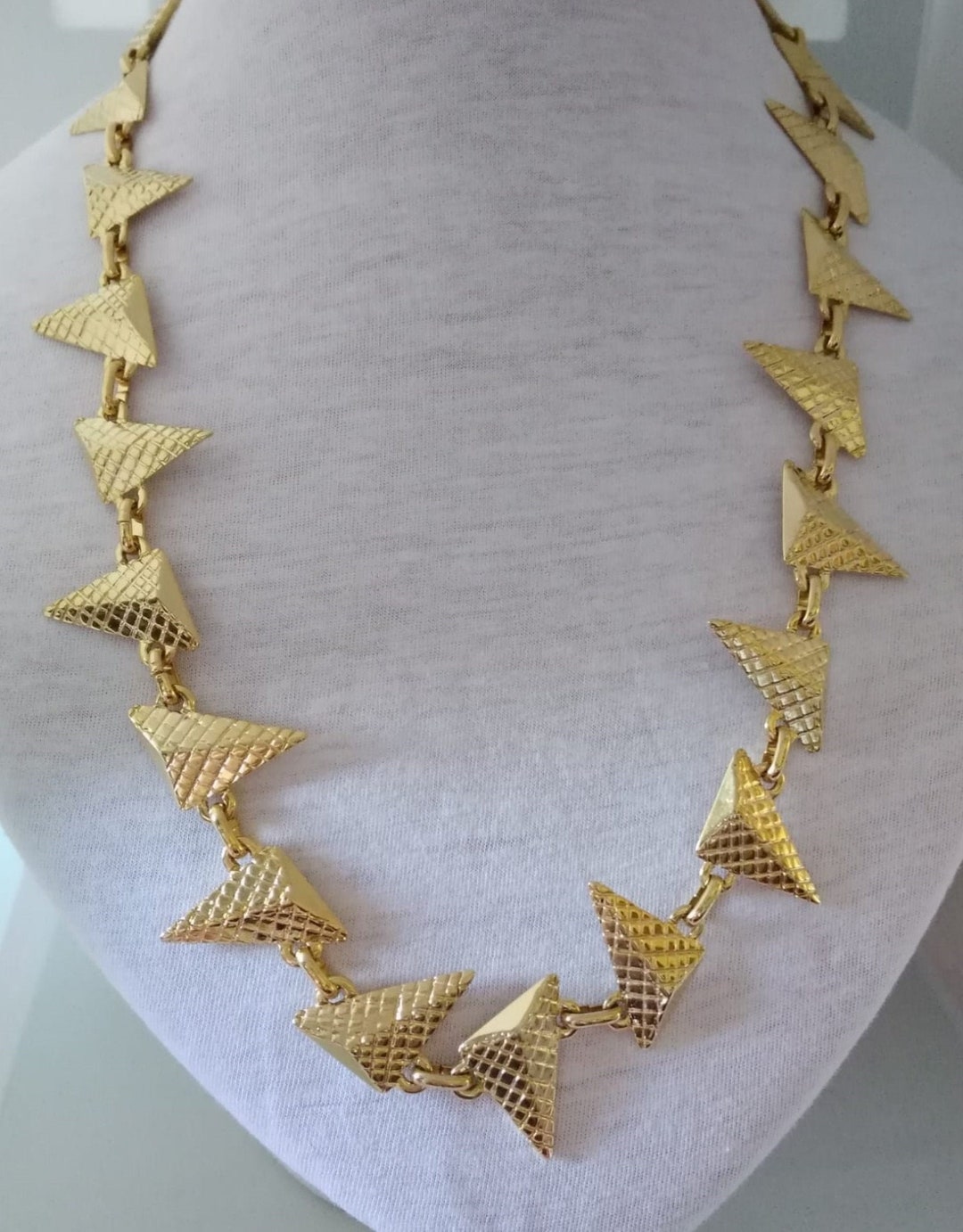 Collier Moderniste Vintage Années 70 - Style Pierre Cardin - N°3 Bis - En Acier Inoxydable Argenté