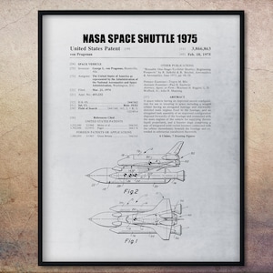 Lámina artística de la patente del transbordador espacial de 1975, plano de la NASA (descarga digital)