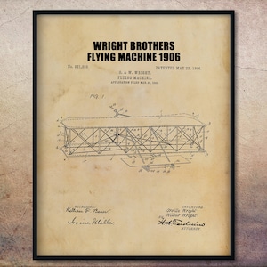 1906 Wright Brothers Flugmaschine Patent Druck,Luftfahrt Geschenk,Flugzeug Patent Druck,Luftfahrt Wandkunst,Luftfahrt Druck,Geschenk für Ihn,Luftfahrt Kunst