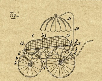 Vintage 1891 Baby Carriage Patent Print,Gift for Expectant Mom,Christening Gift,Baby Shower Gift,Nursery Wall Art,Gift for New Parents