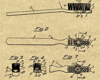 Vintage 1941 Toothbrush Patent Print,Gift for New Home,Bathroom Wall Art,Housewarming Gift,Christmas Gift,Unusual Bathroom Decor,Vintage Art