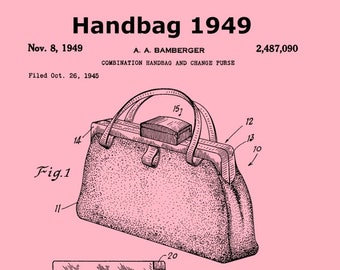 1949 Handbag Patent,Handbag Art,Fashion Boutique Print,Fashion Wall Art,Fashion Illustration Print,Fashion Sketch,Fashion Design,Fashion Art