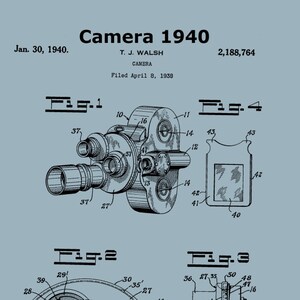 Vintage 1940 Camera Patent Print,Camera Art,Camera Gift,Camera Office Decor,Camera Wall Art,Camera Print,Camera Home Decor,Camera Poster,