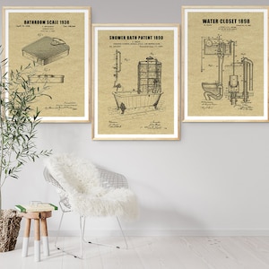Bathroom Patent Prints Set Of 3,Bathroom Printable Wall Art,Toilet Decor,Bathroom Printables,Toilet Patent,Bathroom Wall Decor,Bathroom Sign