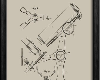 Vintage 1886 Microscope Patent Print,Microscope Print,Microscope Gift,Science Desk Decor,Science Teacher Gift,Science Illustration,Science