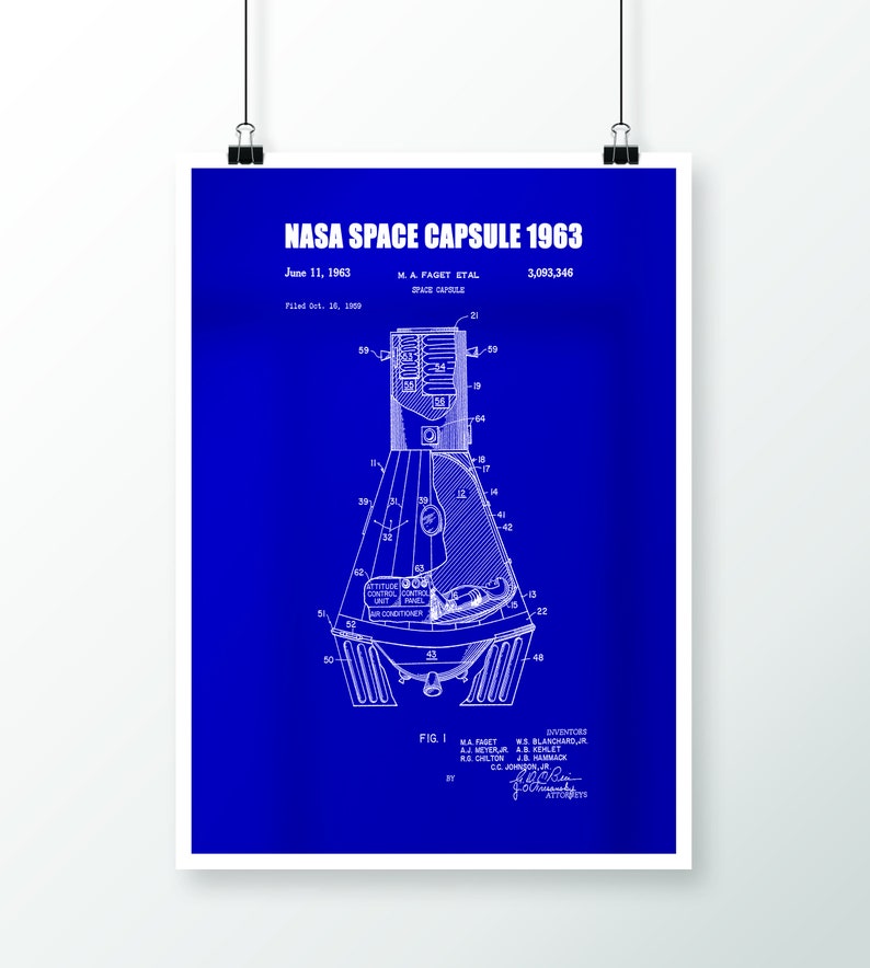 Original 1963 NASA Space Capsule,Space Print,Space Ship Print,Space Themed Gift,Space Art,Space Age,Space Decor,Space Gifts,Space Wall Art, image 4
