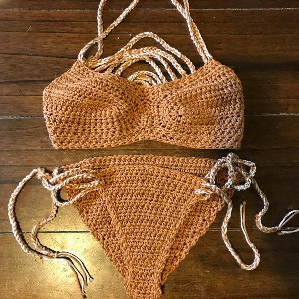 The Pure Bathing Suit Set - Crochet Swimwear - 100% Cotton - Crochet Bathing Suit, Crochet Swimsuit, Crochet Top with Bottom
