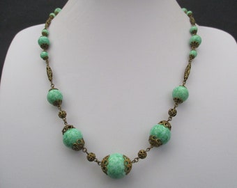An Art Deco era Peking Czech glass necklace Peking glass necklace approx. 64 cm or 25 inches