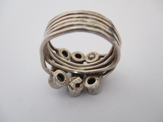 Sterling silver ruby and emerald ring wide and he… - image 4