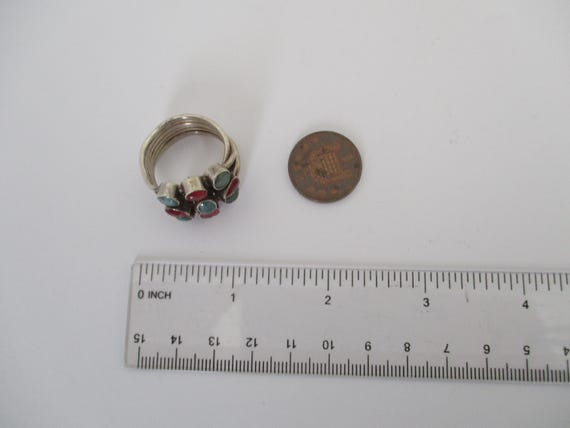 Sterling silver ruby and emerald ring wide and he… - image 6