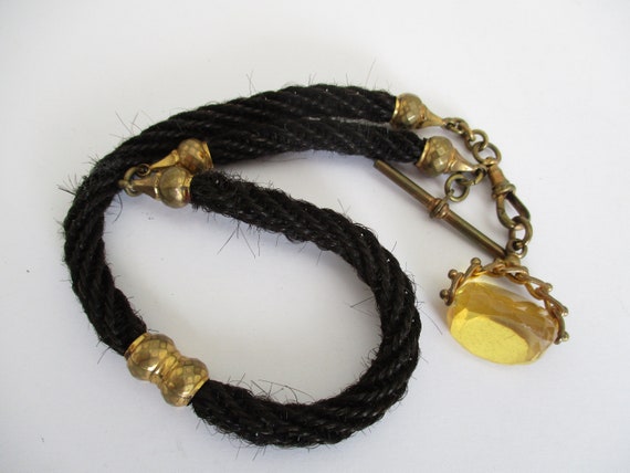 A Victorian antique woven hair Albert watch chain… - image 5