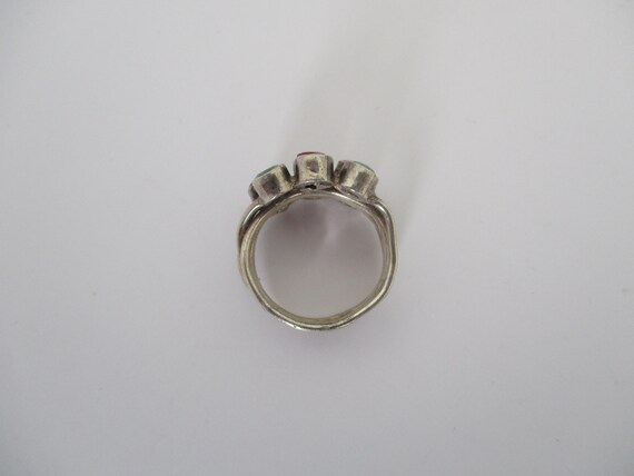 Sterling silver ruby and emerald ring wide and he… - image 5