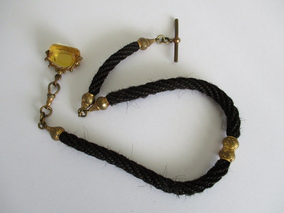 A Victorian antique woven hair Albert watch chain… - image 7