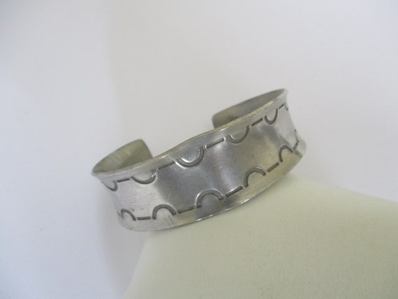 A Denmark Jorgen Jensen pewter cuff bangle bracel… - image 2