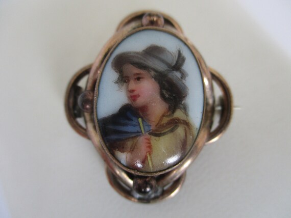 A Victorian antique Bavarian boy picture brooch a… - image 2