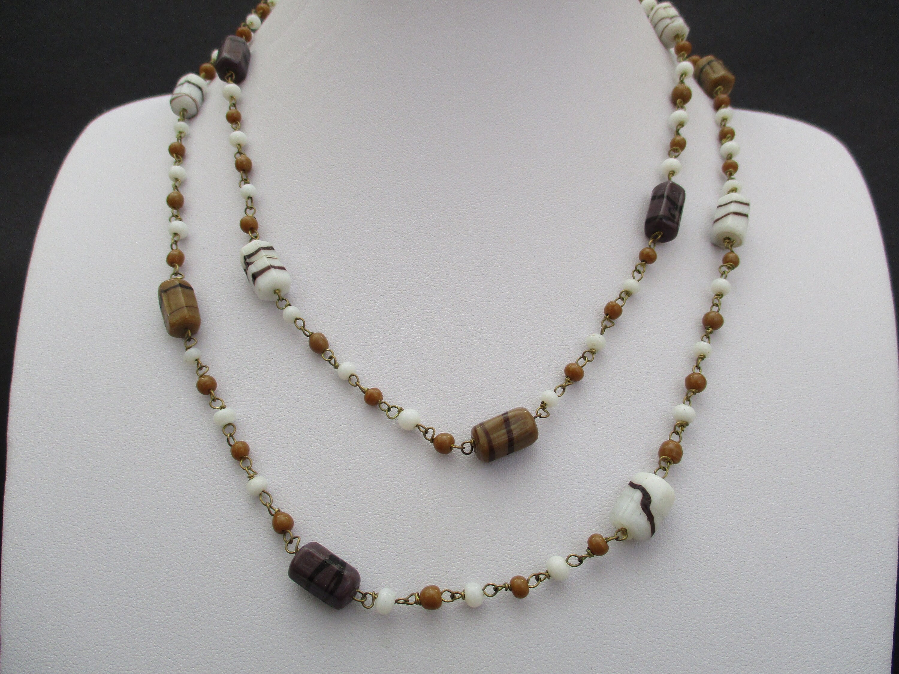 An Art Deco era End of Day bead necklace Czech glass necklace Flapper necklace approx. 100 cm or 39 inches