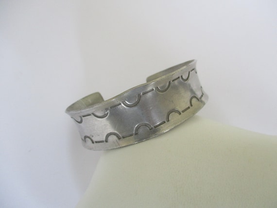 A Denmark Jorgen Jensen pewter cuff bangle bracel… - image 1