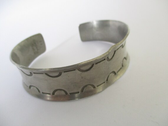 A Denmark Jorgen Jensen pewter cuff bangle bracel… - image 6