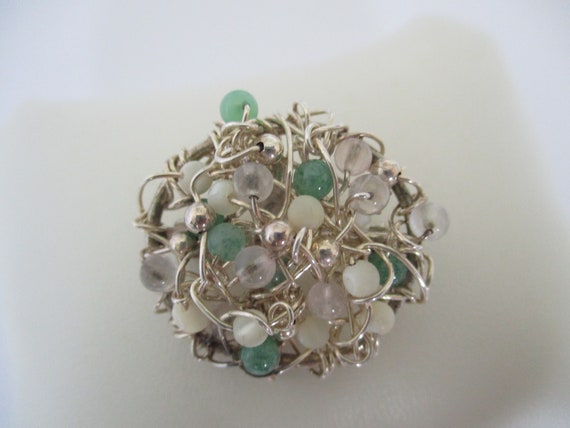 A sterling silver vintage nest style brooch set w… - image 1