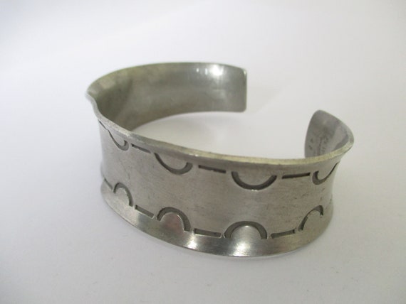 A Denmark Jorgen Jensen pewter cuff bangle bracel… - image 5