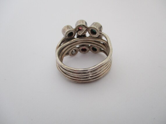 Sterling silver ruby and emerald ring wide and he… - image 3