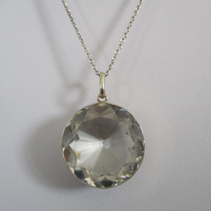 An Edwardian 9 carat 9ct white gold antique rock crystal pendant on modern 18&quot; or 46 cm 9 carat white gold chain necklace