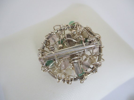 A sterling silver vintage nest style brooch set w… - image 3