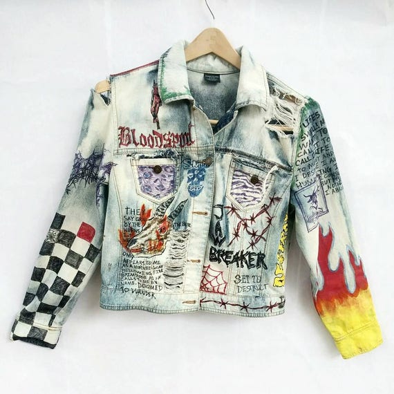 HOT Punk Custom Denim Jacket Painted Denim Jacket Custom