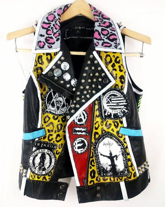 Punk Leather Vest Crust Studded Image 0