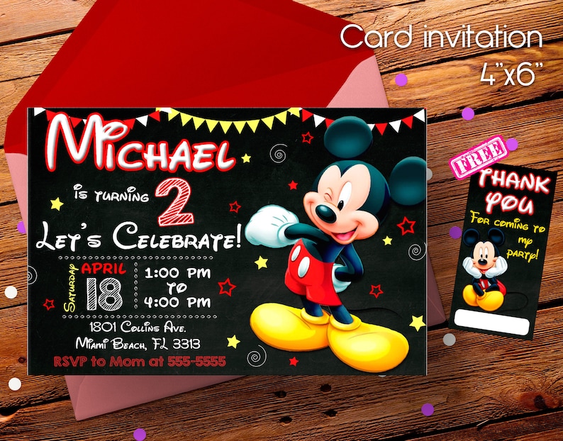 Mickey Mouse Invitation Mickey Mouse Mickey Mouse Party Etsy