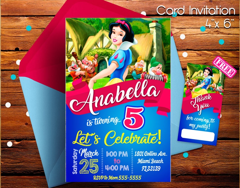 Snow White And The Seven Dwarfs Invitation Snow White Etsy