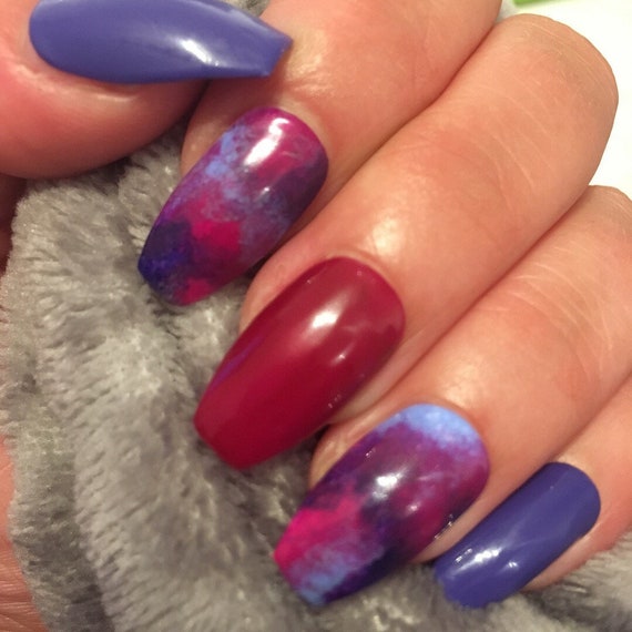 Rose et mauve presse sur faux ongles