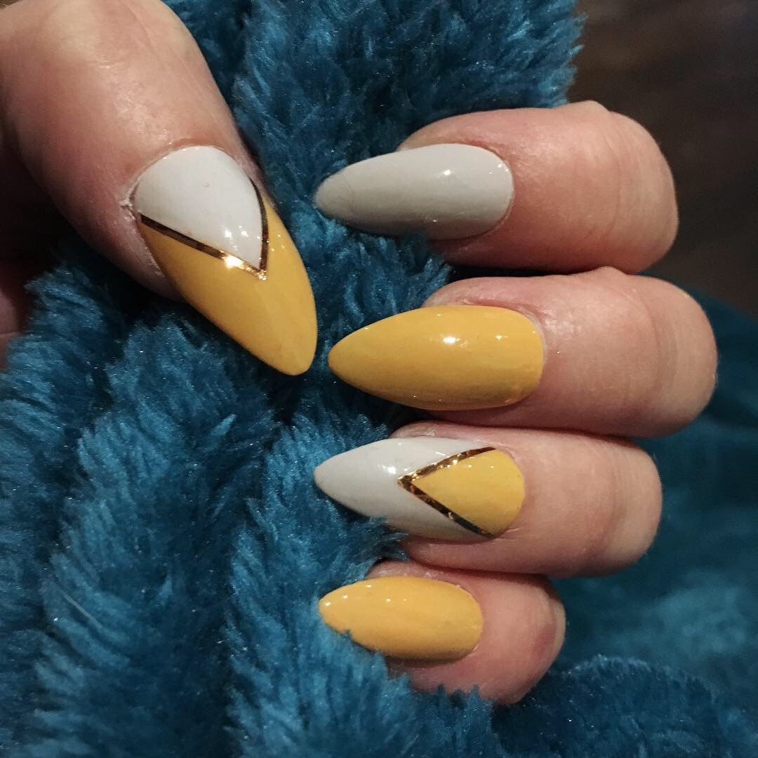 Mustard Yellow Grey Press on False Nails Etsy UK